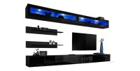Hangende meubelset met LED-verlichting uit de FLY collectie. Kleur: zwart.