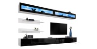 Ensemble de meubles suspendus avec LEDS collection FLY. Coloris blanc et noir.