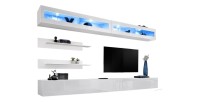 Ensemble de meubles suspendus avec LEDS collection FLY. Coloris blanc.