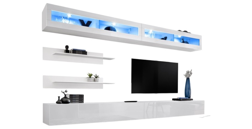 Zwevende meubelset met LED-verlichting uit de FLY-collectie. Kleur: wit.