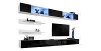 Ensemble de meubles suspendus avec LEDS coloris blanc et noir. Collection FLY.