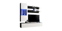 Meuble TV FLY H3 design, coloris noir et blanc brillant. Meuble suspendu moderne et tendance pour votre salon.