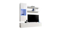 Meuble TV FLY H3 design, coloris blanc brillant. Meuble suspendu moderne et tendance pour votre salon.