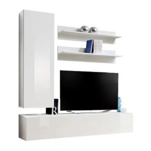 Meuble TV FLY H1 design, coloris blanc brillant. Meuble suspendu moderne et tendance pour votre salon.