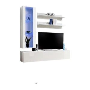 Meuble TV FLY H2 design, coloris blanc brillant. Meuble suspendu moderne et tendance pour votre salon.