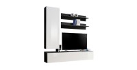 Meuble TV FLY H1 design, coloris noir et blanc brillant. Meuble suspendu moderne et tendance pour votre salon.