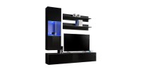 Meuble TV FLY H3 design, coloris noir brillant. Meuble suspendu moderne et tendance pour votre salon.
