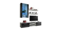 Meuble TV GALINO E design, coloris blanc et noir. Meuble moderne et tendance pour votre salon.