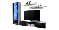 Meuble TV GALINO design, coloris noir et blanc brillant. Meuble moderne et tendance pour votre salon.