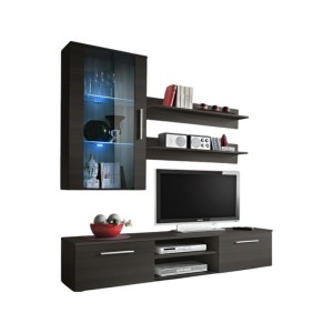 Meuble TV GALINO E design, coloris wengé. Meuble moderne et tendance pour votre salon.
