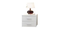 Table de chevet deux tiroirs, collection BALOS. Coloris blanc mat.