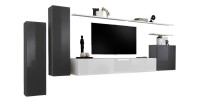 Ensemble de meubles de salon collection SWITCH I design, coloris gris et blanc brillant.