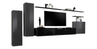 Wohnzimmermöbelset der Kollektion SWITCH I, Design in glänzendem Grau und Schwarz.