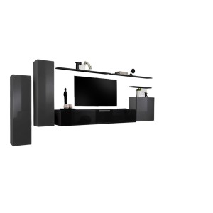 Wohnzimmermöbelset der Kollektion SWITCH I, Design in glänzendem Grau und Schwarz.