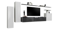 Ensemble de meubles de salon collection SWITCH I design, coloris blanc et gris brillant.