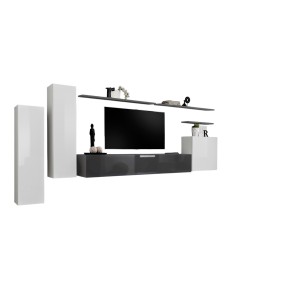Ensemble de meubles de salon collection SWITCH I design, coloris blanc et gris brillant.