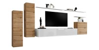 Ensemble de meubles de salon collection SWITCH I design, coloris chêne et blanc brillant.
