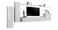 Ensemble de meubles salon collection SWITCH I design. Coloris blanc brillant.