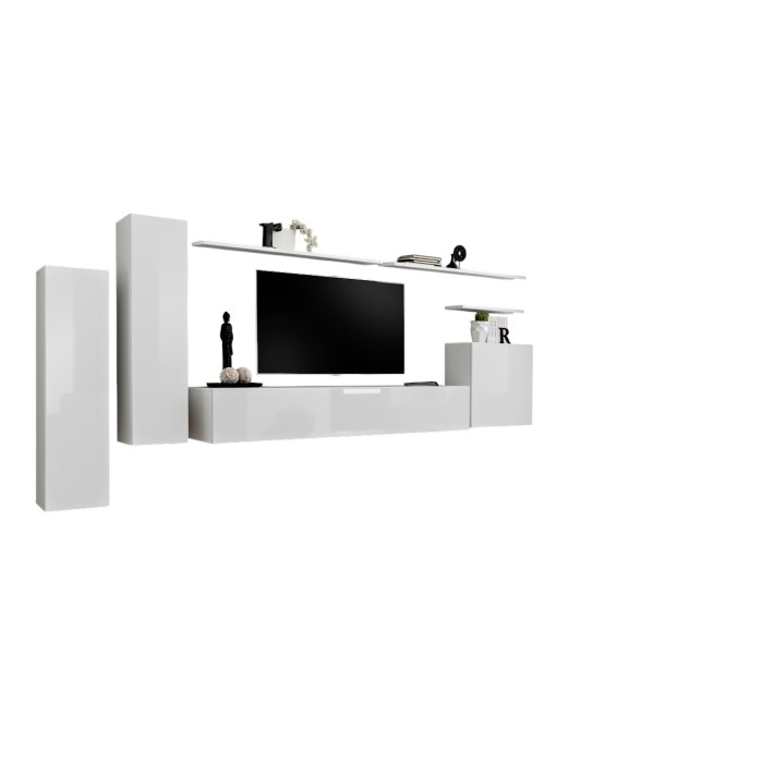 Ensemble de meubles salon collection SWITCH I design. Coloris blanc brillant.