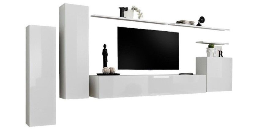 Ensemble de meubles salon collection SWITCH I design. Coloris blanc brillant.