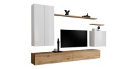 Ensemble de meubles de salon collection SWITCH II design, coloris blanc et chêne Wotan.