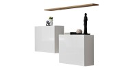 Ensemble meubles de salon SWITCH SBI design, coloris blanc brillant et étagère chêne Wotan.