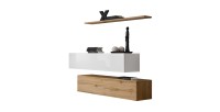 Ensemble meubles de salon SWITCH SBII design, coloris chêne Wotan et blanc brillant.