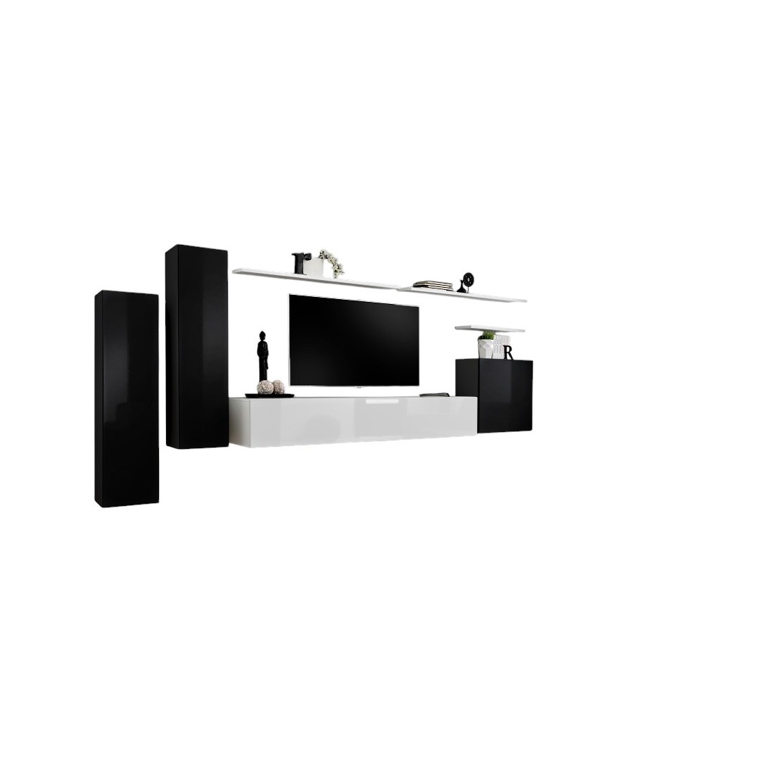 Ensemble de meubles de salon collection SWITCH I design, coloris noir et blanc brillant.