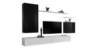 Ensemble meuble salon collection SWITCH II design, coloris noir et blanc brillant.