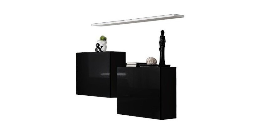Möbelset für das Wohnzimmer SWITCH SBI – Hochglanz Schwarz und weißes Regal – Modernes Design