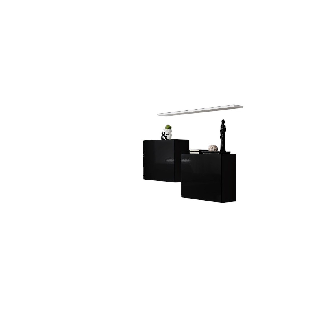 Möbelset für das Wohnzimmer SWITCH SBI – Hochglanz Schwarz und weißes Regal – Modernes Design