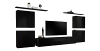 Ensemble meuble salon SWITCH IV design, coloris noir brillant.