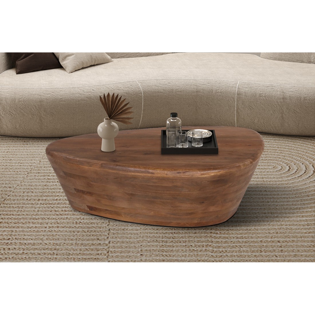 Tavolino Da Salotto In Legno Massiccio Collezione Bali - Stile Etnico E Design