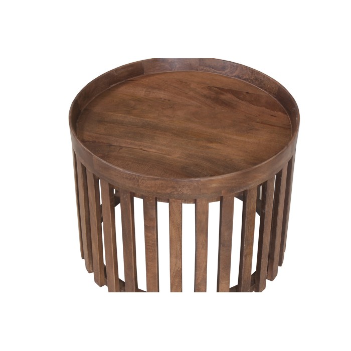 Set de dos mesas bajas redondas de madera maciza colección CANYON