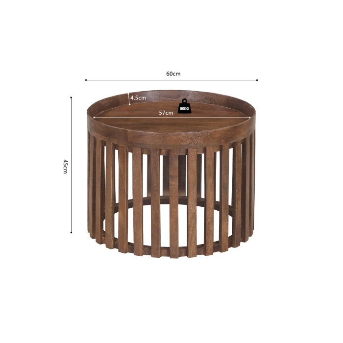 Set de dos mesas bajas redondas de madera maciza colección CANYON
