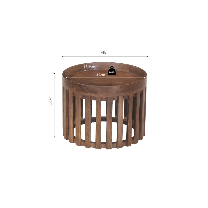 Set de dos mesas bajas redondas de madera maciza colección CANYON