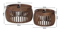 Conjunto de dos mesas bajas redondas de madera maciza colección MANGO