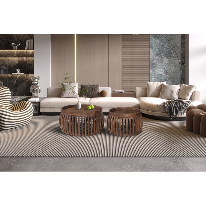 Set de dos mesas bajas redondas de madera maciza colección MANGO