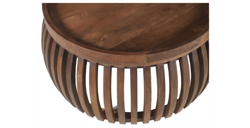 Conjunto de dos mesas bajas redondas de madera maciza colección MANGO
