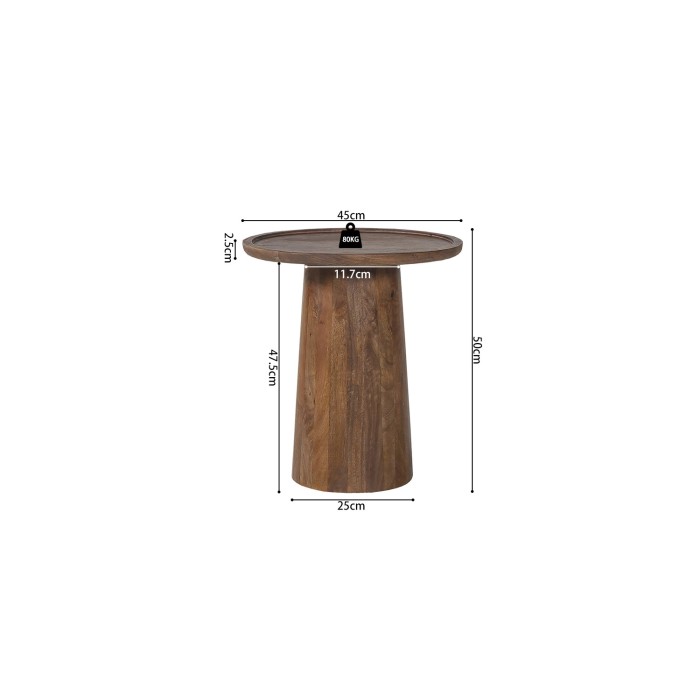 Tavolino rotondo in legno massiccio collezione JAKARTA - Stile etnico e design - Diametro 45cm