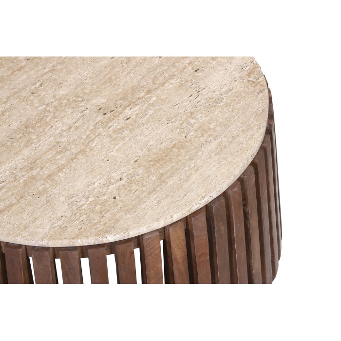 Ronde salontafel in massief hout, collectie DELHI, diameter 70 cm - Etnische stijl en design