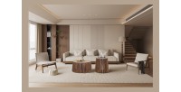 Mesa baja redonda de madera maciza colección DELHI diámetro 70cm - Estilo étnico y diseño
