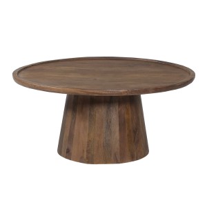 Table basse ronde en bois massif collection JAKARTA - Style ethnique et design - Diamètre 80cm