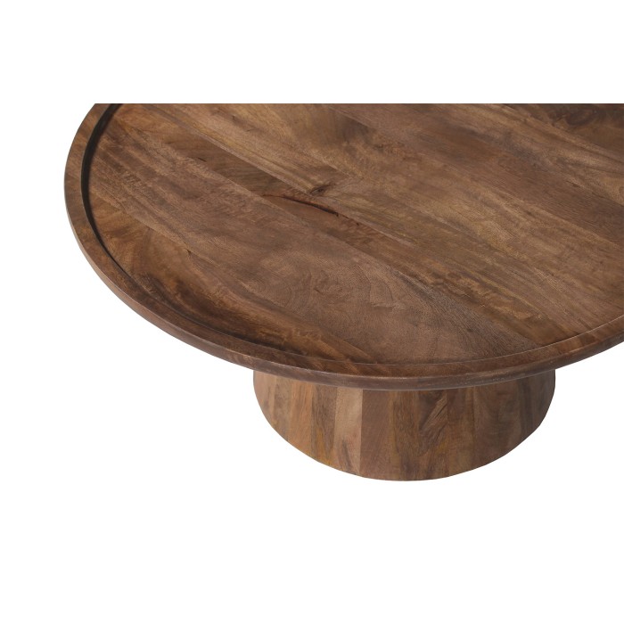 Mesa baja redonda de madera maciza colección JAKARTA - Estilo étnico y diseño - Diámetro 80cm