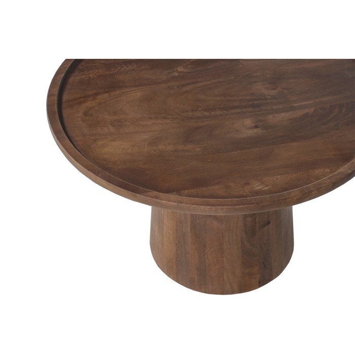 Tavolino basso rotondo in legno massiccio collezione JAKARTA - Stile etnico e design - Diametro 65cm