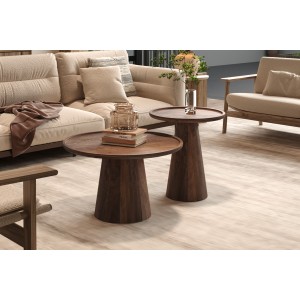 Ronde salontafel van massief hout uit de JAKARTA-collectie - Etnische stijl en design - Diameter 65cm