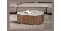 Mesa baja de madera maciza colección DELHI 100cm - Estilo étnico y diseño
