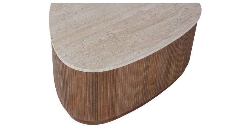 Mesa baja de madera maciza colección DELHI 100cm - Estilo étnico y diseño