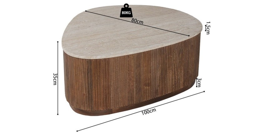 Mesa baja de madera maciza colección DELHI 100cm - Estilo étnico y diseño