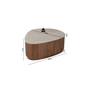 Mesa baja de madera maciza colección DELHI 100cm - Estilo étnico y diseño